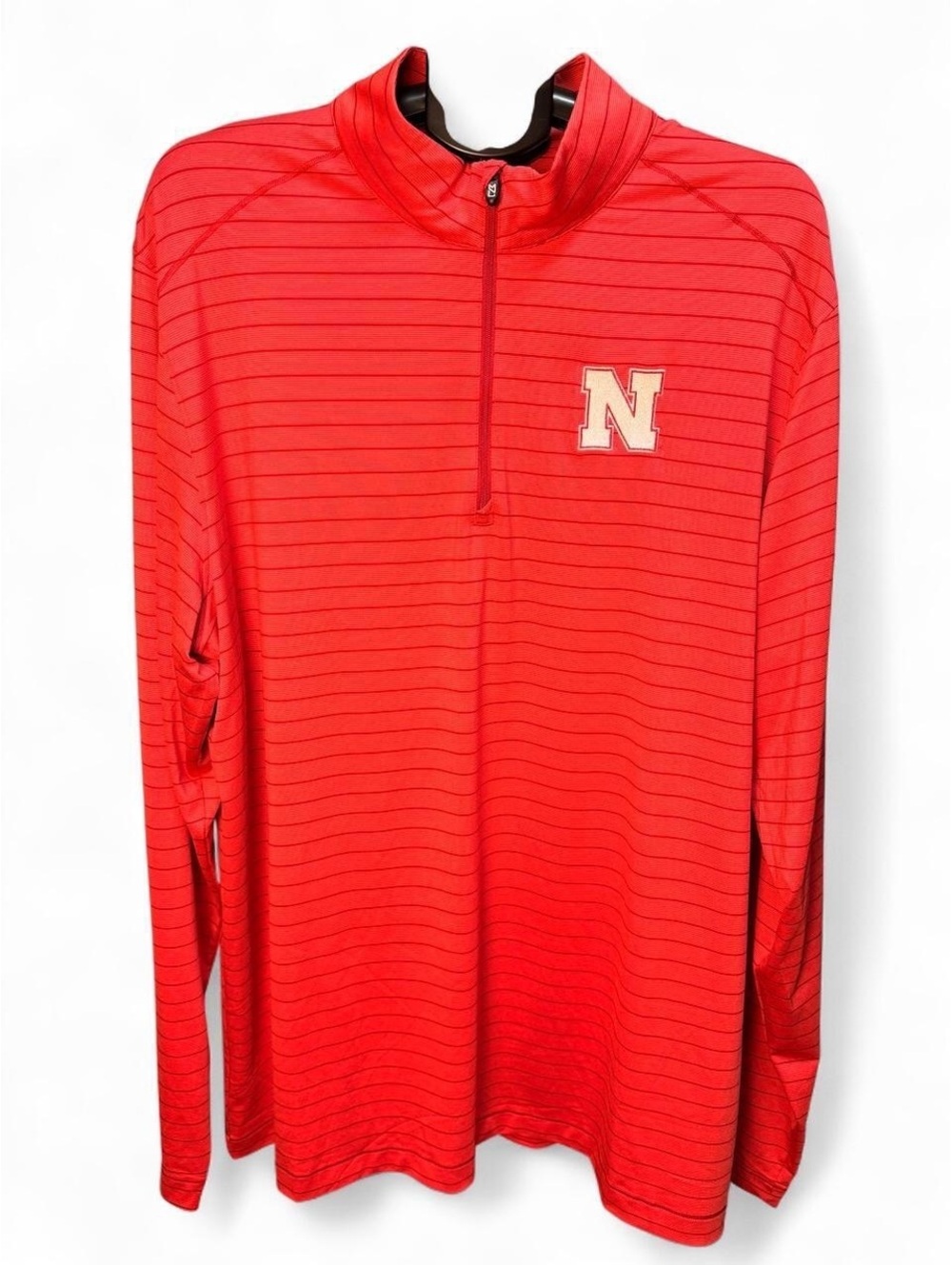 Nebraska Cornhuskers Cutter & Buck 2XT Red Striped Quarter Zip Big Tall